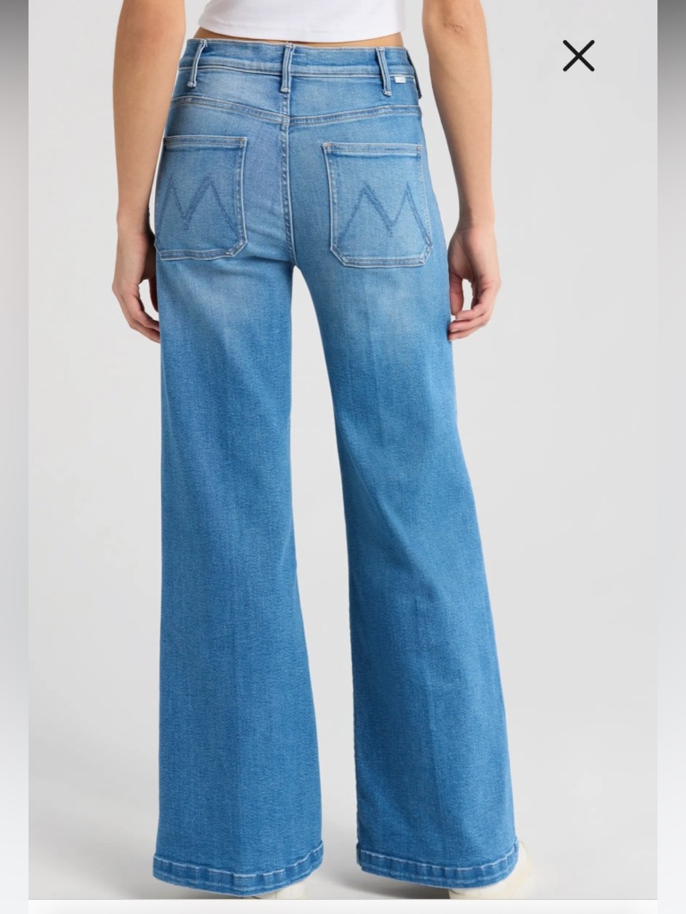 MOTHER Wide Leg Flare Jeans in Light Blue Wash - Picture 2 of 16